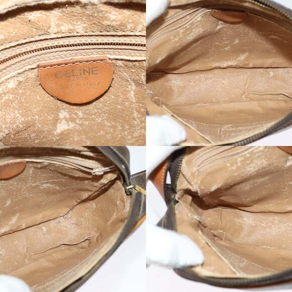 CELINE Macadam Canvas Shoulder Bag Pvc Leather Brown Gold - Picture 11 of 12